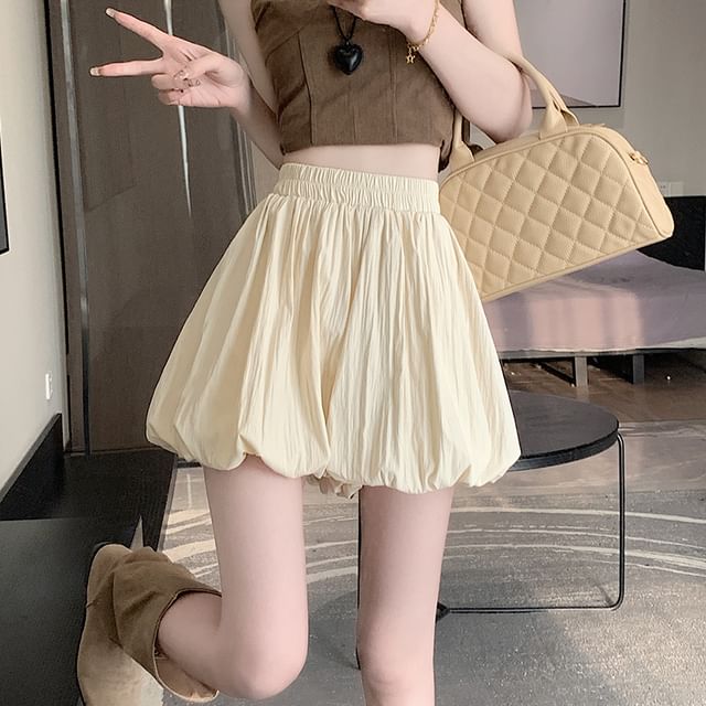 Paperbag Waist Mini Plain High Skort