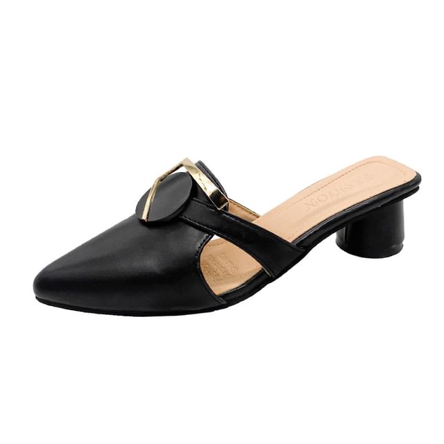 Block Heel Pointed Mules