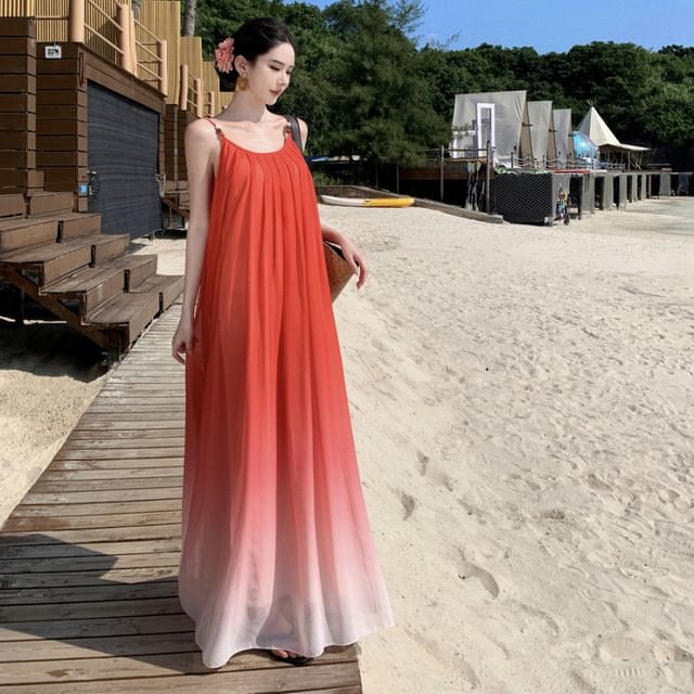 Spaghetti Strap Ombre Maxi Sundress
