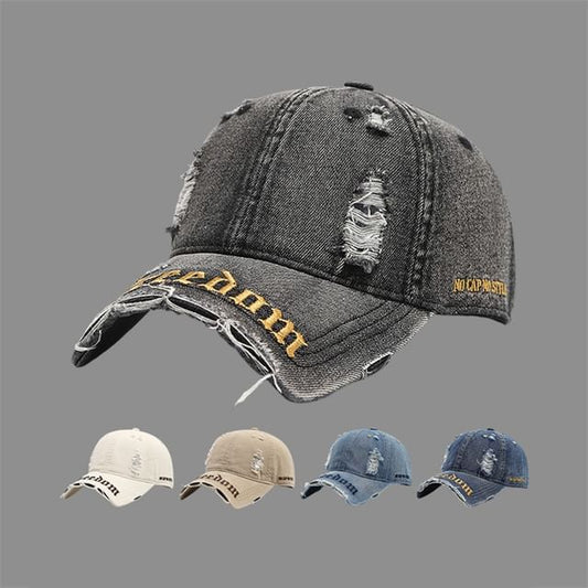 Embroidered Washed Distressed Letter Cap