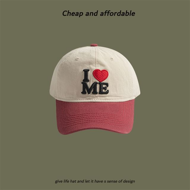Two-Tone Embroidered Cap Heart