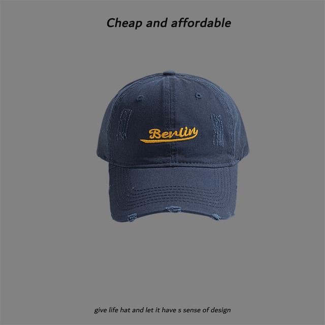 Embroidered Distressed Cap Letter