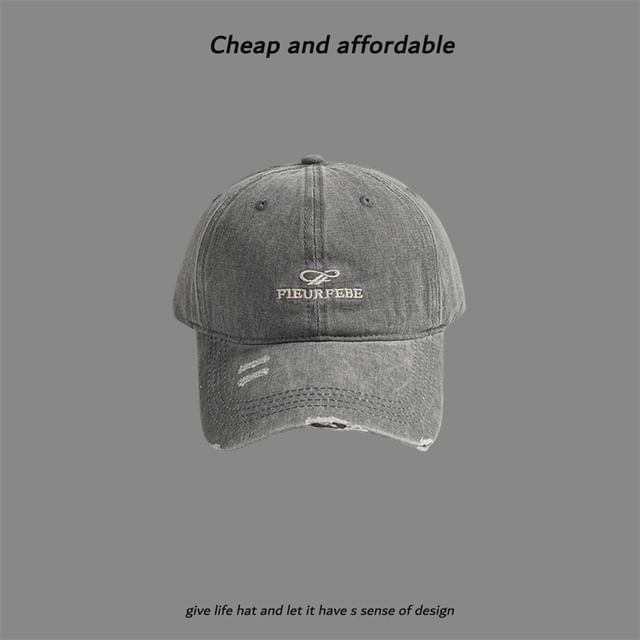Cap Washed Embroidered Distressed Letter