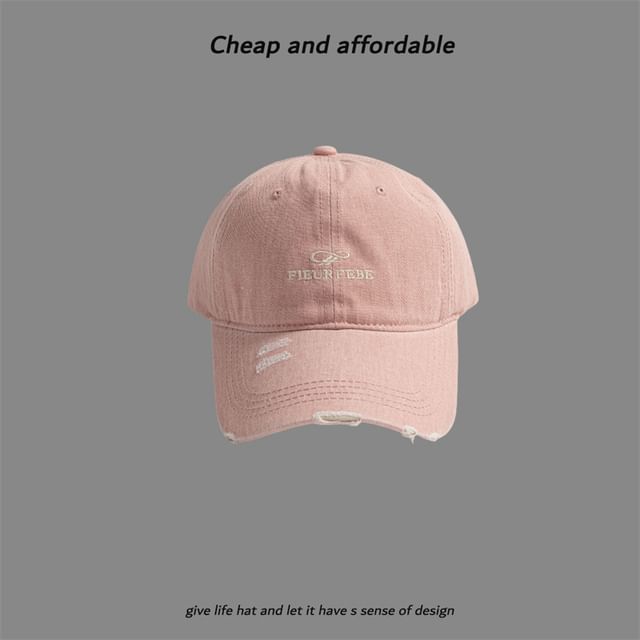 Cap Washed Embroidered Distressed Letter