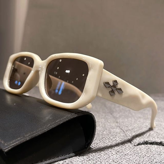 Sunglasses Square Cross Frame Accent