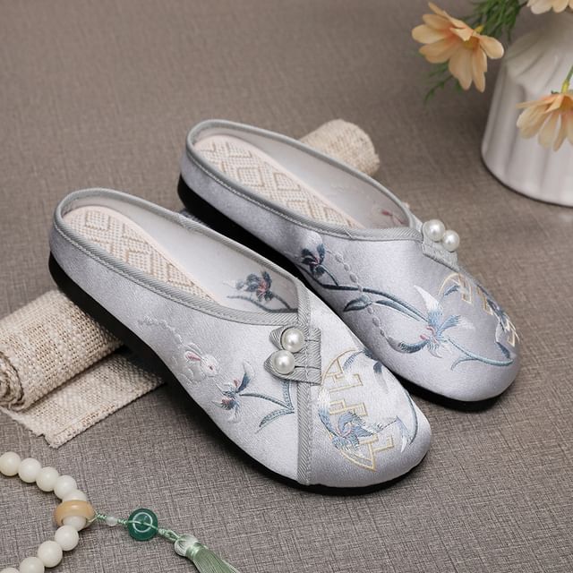 Beaded Mules Embroidered