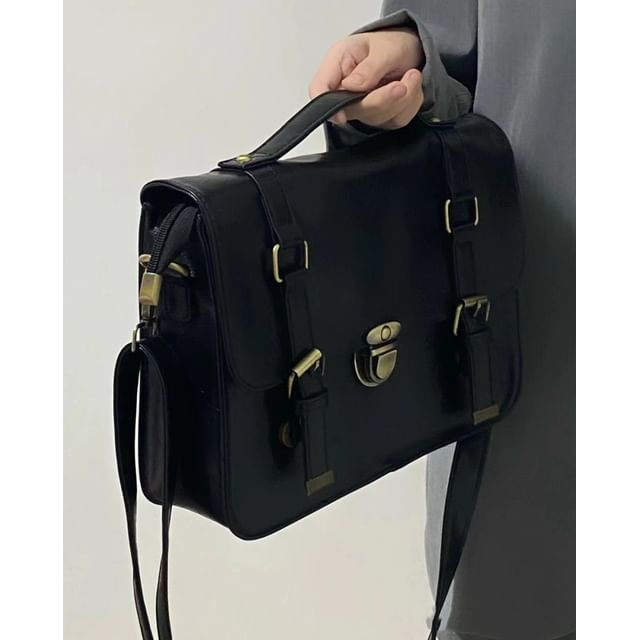 Bag Plain Faux Satchel Leather
