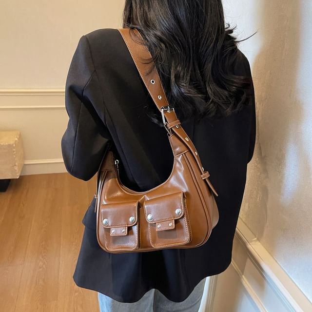 Faux Multi-Pocket Leather Bag Shoulder