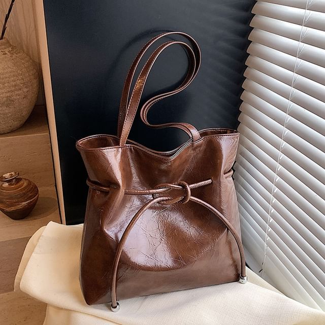 Knot Leather Faux Tote Bag