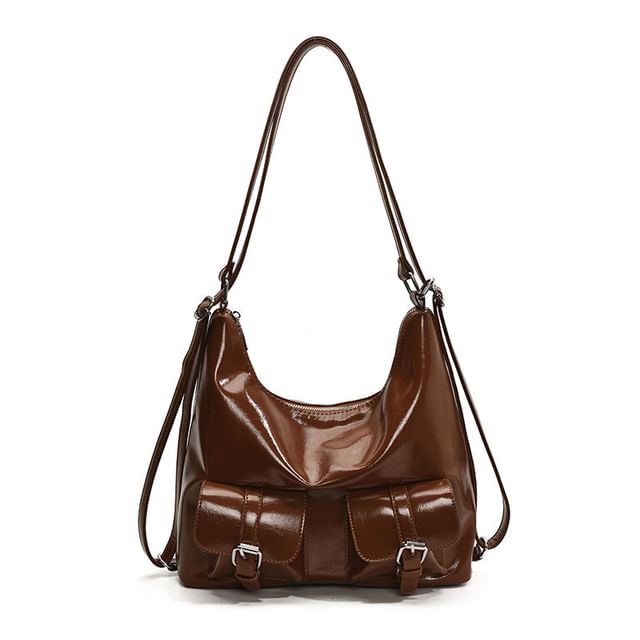 Faux Leather Multi-Pocket Backpack