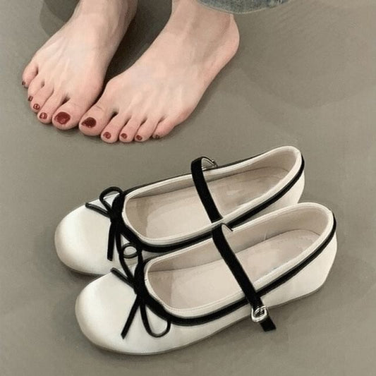 Two Mary Tone Jane Wedge Hidden Heel Bow Shoes