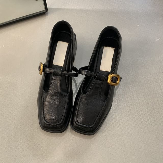 Mary Shoes Chunky Heel Square Toe Jane