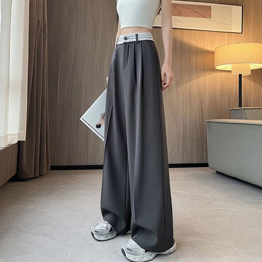 Wide High Rise Leg Lace Slacks Panel