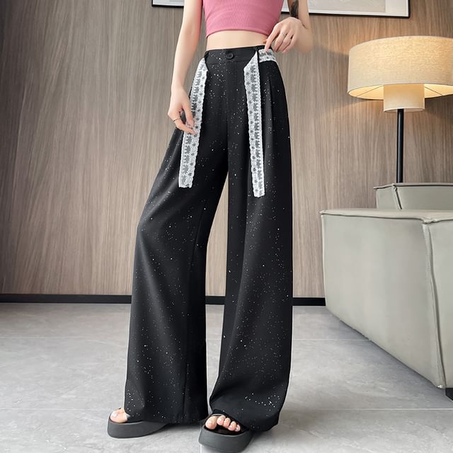 Pants Leg Designs) Wide Panel Lace (Various Sequin Waist Dress High