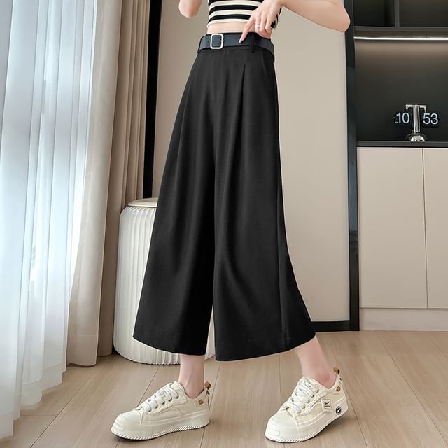 Waist High Plain Dress Capri Pants Leg Wide