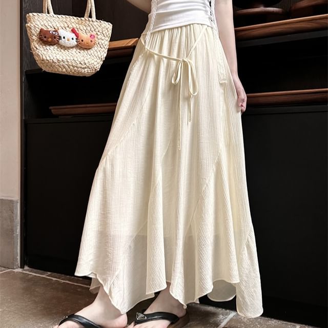 Plain A-Line High Skirt Asymmetrical Maxi Waist