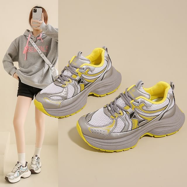Panel Sneakers Platform Mesh