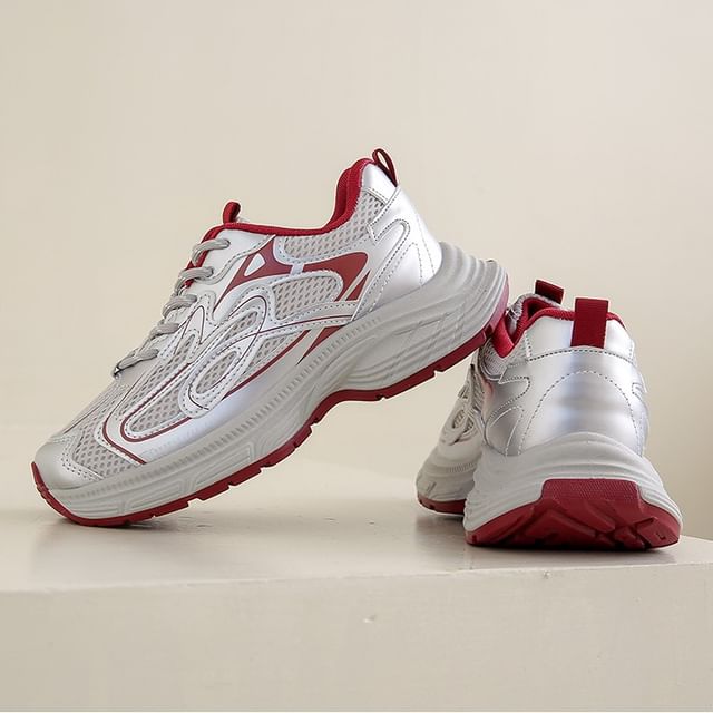 Platform Sneakers Mesh Panel
