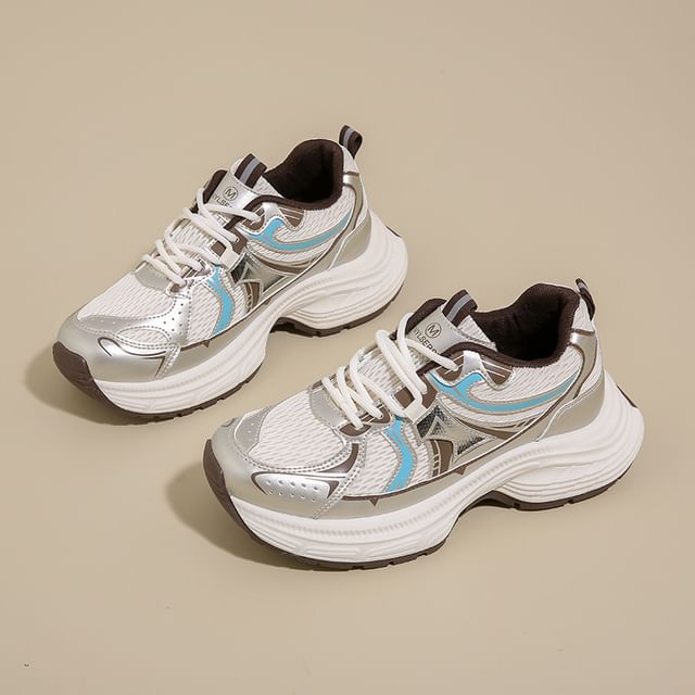 Panel Sneakers Platform Mesh