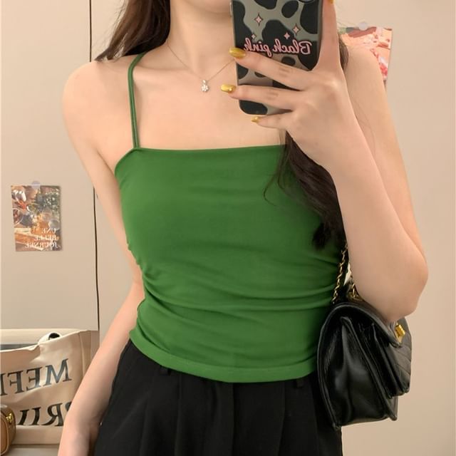 Racerback Camisole Slim Ruched Fit Top Padded