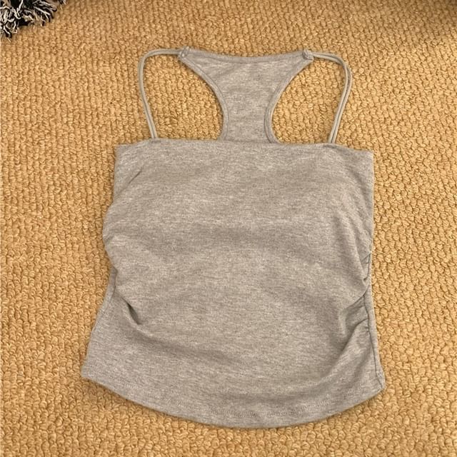 Racerback Camisole Slim Ruched Fit Top Padded