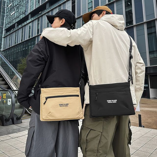 Bag Print Lettering Nylon Crossbody