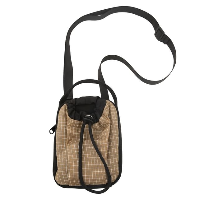 Crossbody Bag Phone Nylon Drawstring Mobile Plaid