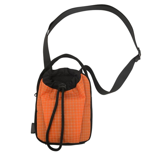 Crossbody Bag Phone Nylon Drawstring Mobile Plaid
