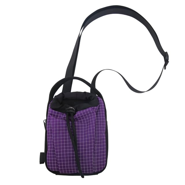 Crossbody Bag Phone Nylon Drawstring Mobile Plaid