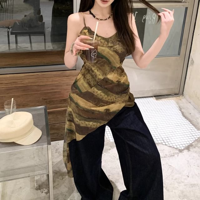 Top Camisole Patterned Print Asymmetrical