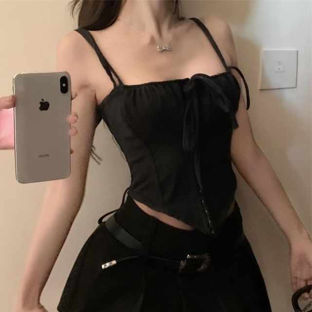 Tie Front Top Plain Cami And Hook Eye