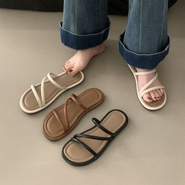 Sandals Flat Leather Faux