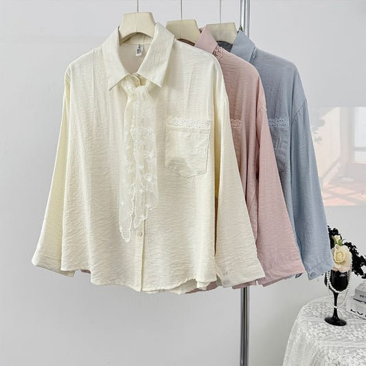 Overfit Lace-Scarf Shirt - LaceLux