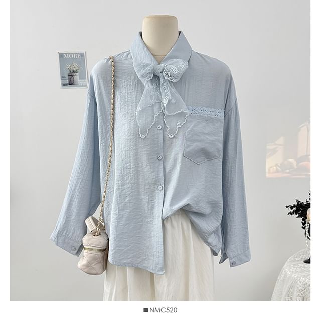Overfit Lace-Scarf Shirt - LaceLux