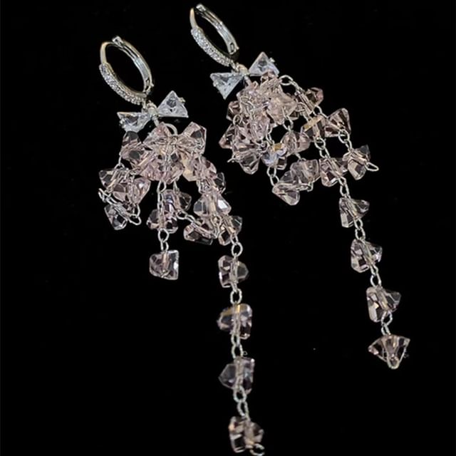Dangle Bow Huggie Earring CZ