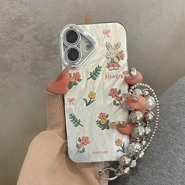 Floral Case Phone / Strap Rabbit Set
