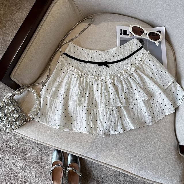 Mini Dotted A-Line High Skirt Rise