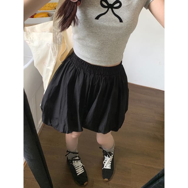 Plain Shorts Bubble High Waist