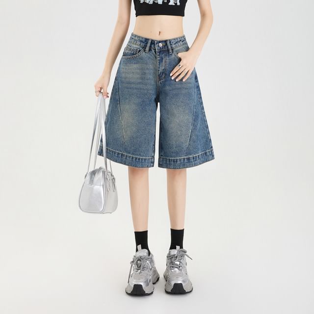 Rise Washed Leg Mid Jorts Wide