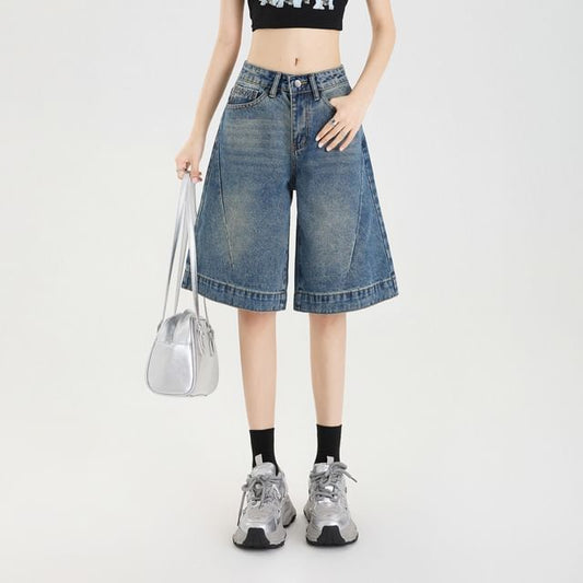 Rise Washed Leg Mid Jorts Wide