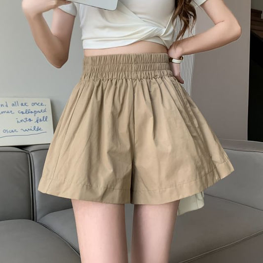 Shorts Wide Waist Leg High Plain