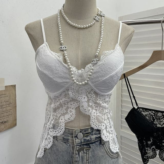 Padded Lace Cami with V-Neckline