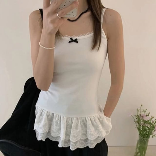 Scoop-Neck Spaghetti-Strap Lace Cami - LaceLux