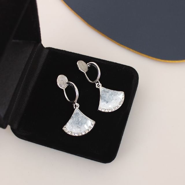 Rhinestone / Clip-On Earring Gingko Drop