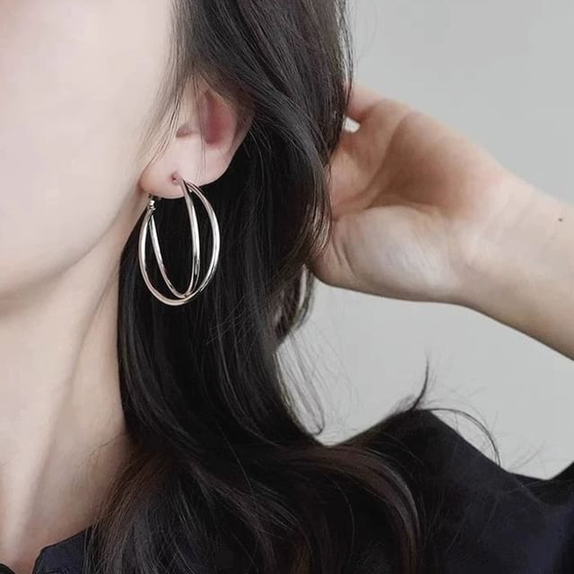 / Layered Hoop Earring Clip-On