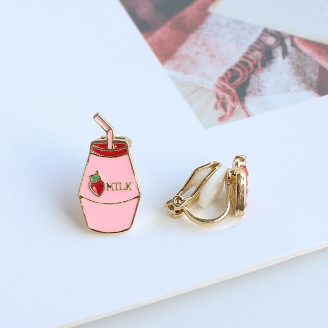 / Milk Fruit Asymmetrical Stud Clip-On Earring