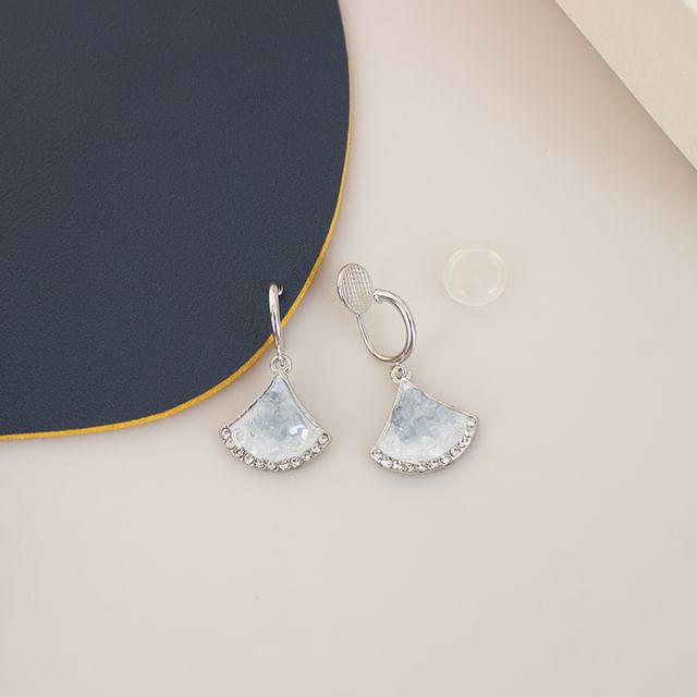 Rhinestone / Clip-On Earring Gingko Drop