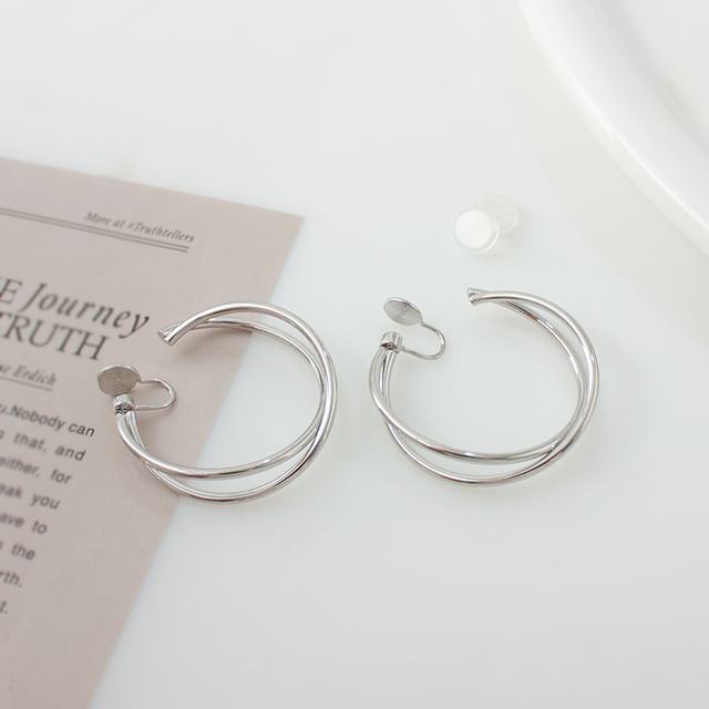/ Layered Hoop Earring Clip-On