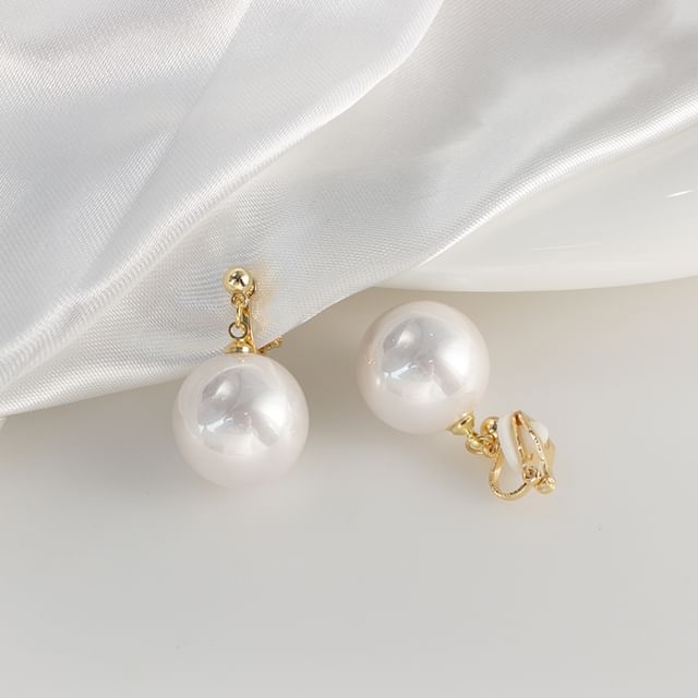 / Pearl Clip-On Faux Earring Drop