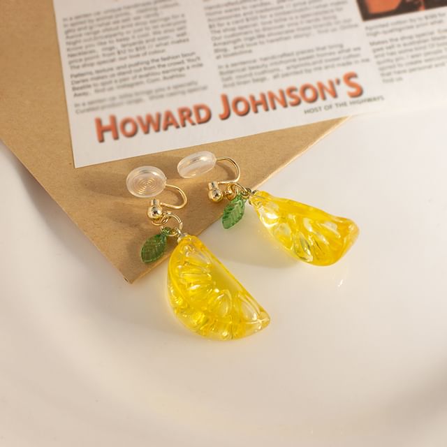 / Earring Lemon Clip-On Drop